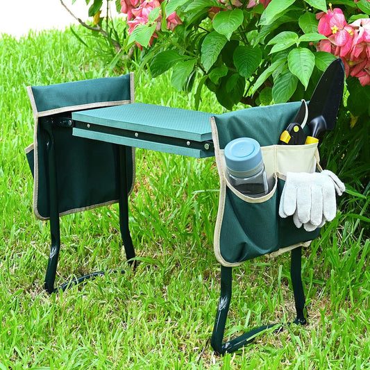KVR Upgraded Garden Kneeler and Seat with Thicken & Widen Soft Kneeling Pad,Heavy Duty Foldable Gardener Stool with 2 Tool Pouches,Gardening Gifts for Women Mom Men Seniors¡…