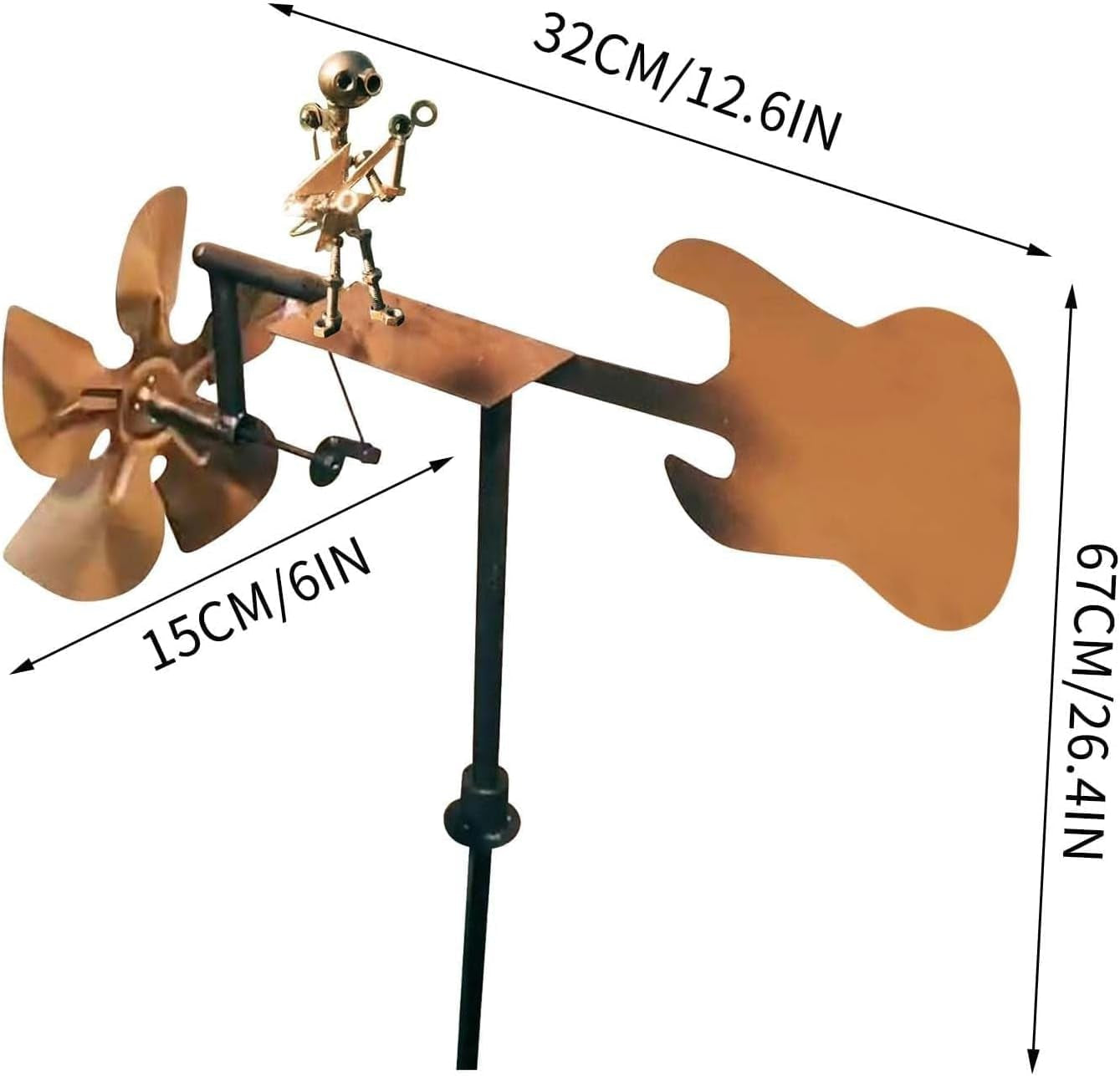 Guitarist Wind Sculptures & Spinners, Kinetic Sculpture Windmills, Metal Art Musician Figurine Wind Mill for Garden Yard Lawn Patio, Unique Garden Windmill Gift for Music Lover