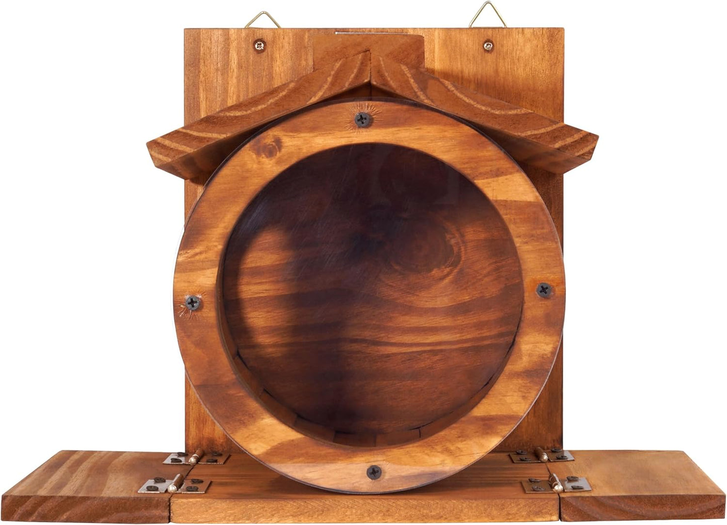 Wood Squirrel Feeder, Squirrel Feeders for outside Winter, Wooden Chipmunk Feeder for Corn, Peanuts, Durable Box Easy to Fill with the Roof Can Be Opened