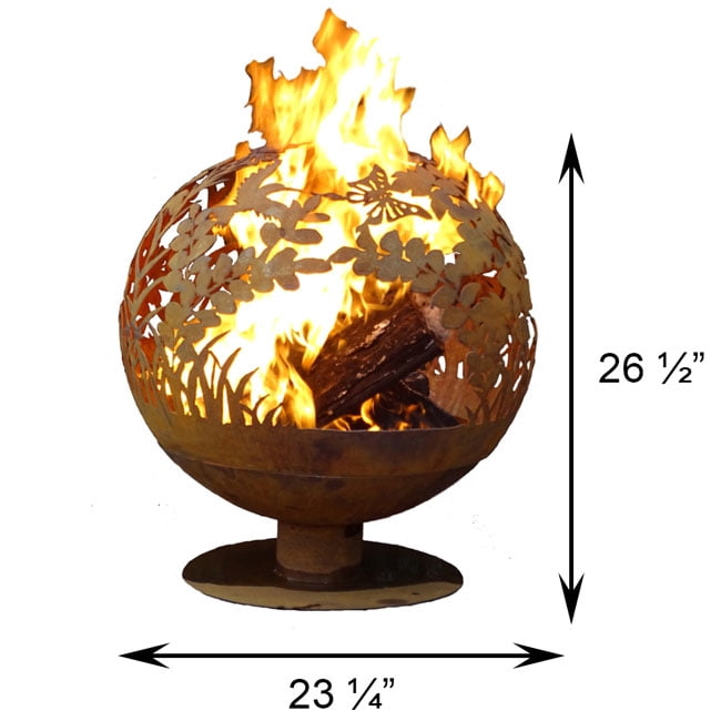 18" Garden Fire Sphere, Rust Metal