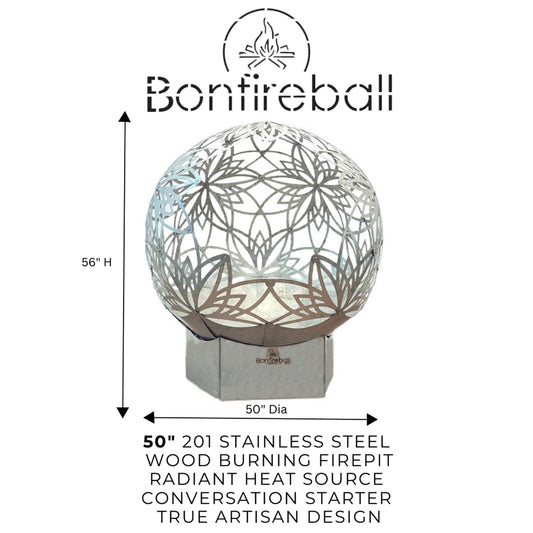 50" Lotus Bonfire Ball Stainless Steel Fire Pit