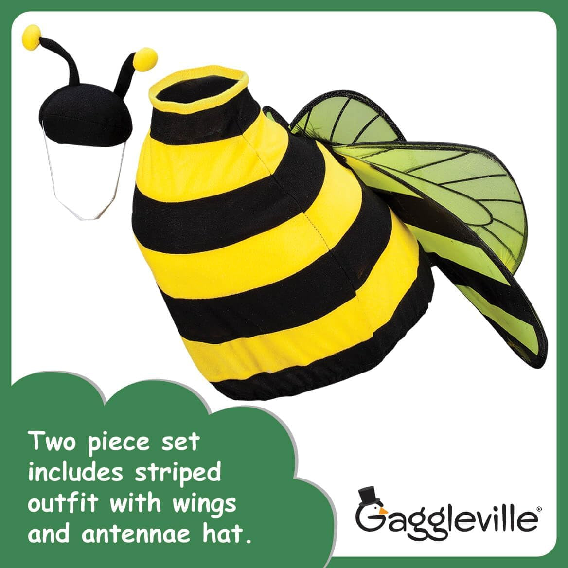 Gaggleville Bumble Bee Goose Outfit, Fits Large 23" H Statue