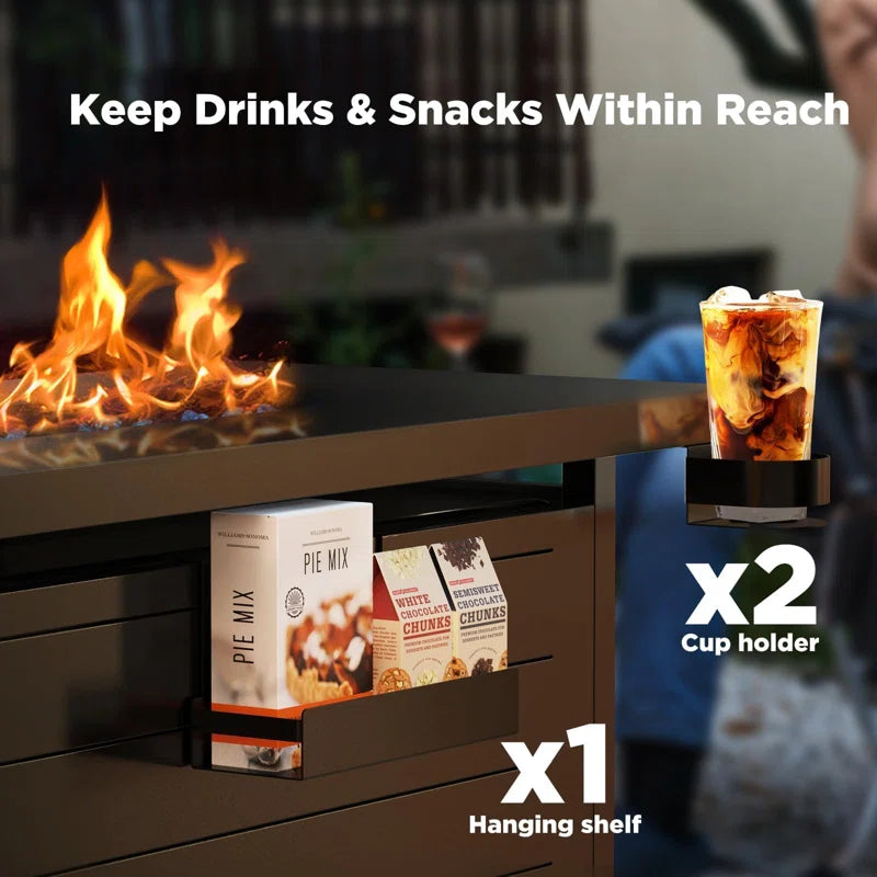 Laurean 25" H X 43" W Propane Fire Table Outdoor Fire Pit with Lid