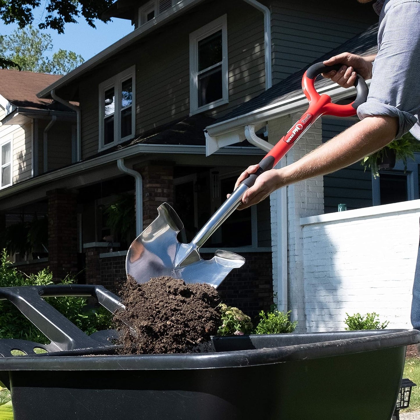 20211 PRO Garden Stainless Steel Shovel, Red
