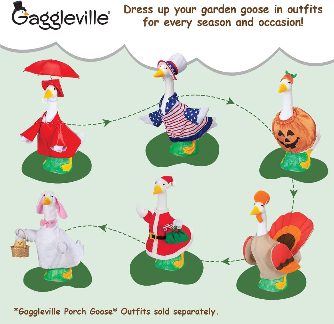 Gaggleville Porch Goose Baby Statue – Charming 17" Outdoor Decorative Figurine for Garden, Patio, or Entryway Accent