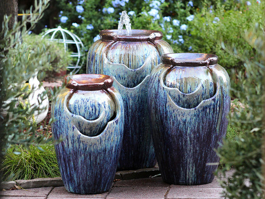 Tea Garden Fountain (Red Copper on Violet) by