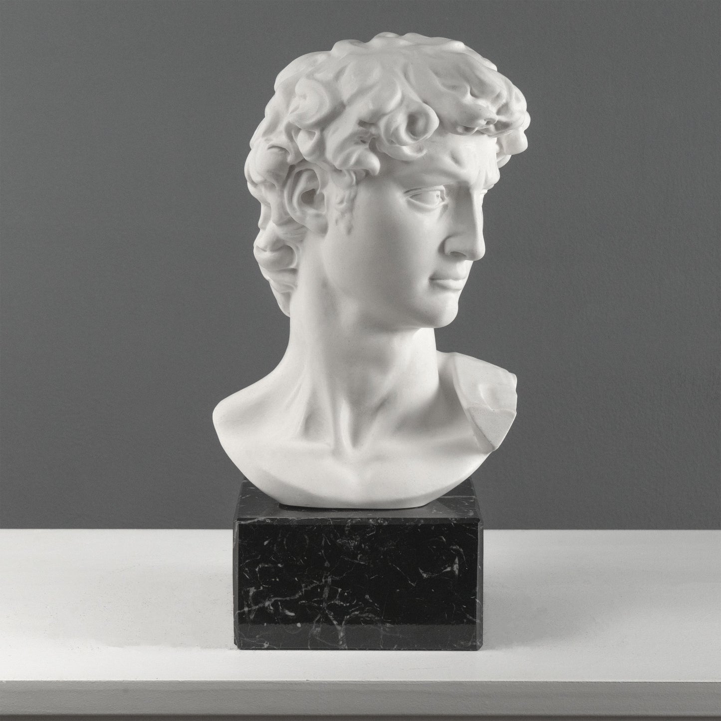 David Bust by Michelangelo on Black Marble Base (Large)