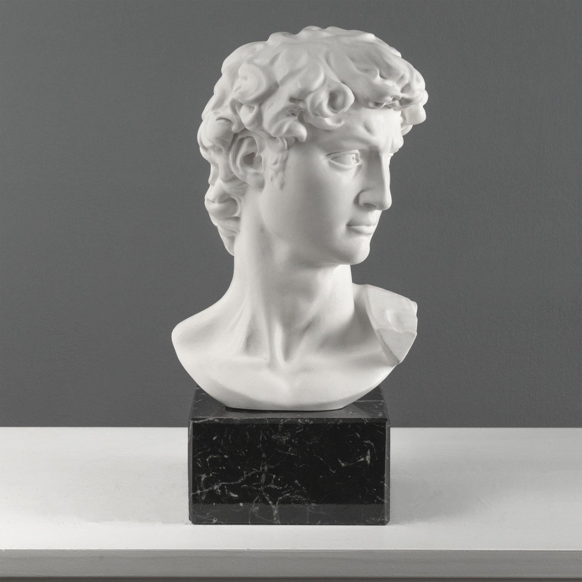 David Bust by Michelangelo on Black Marble Base (Large)