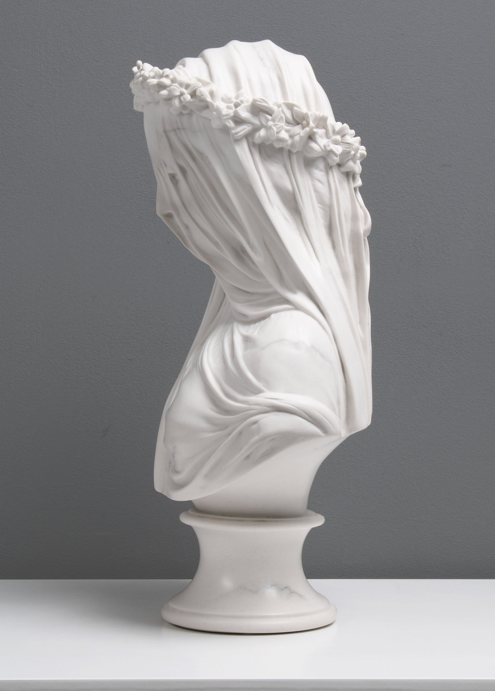 The Veiled Maiden Bust Statue (The Bride) - Veined & Polished
