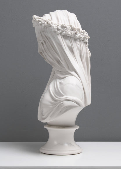 The Veiled Maiden Bust Statue (The Bride) - Veined & Polished
