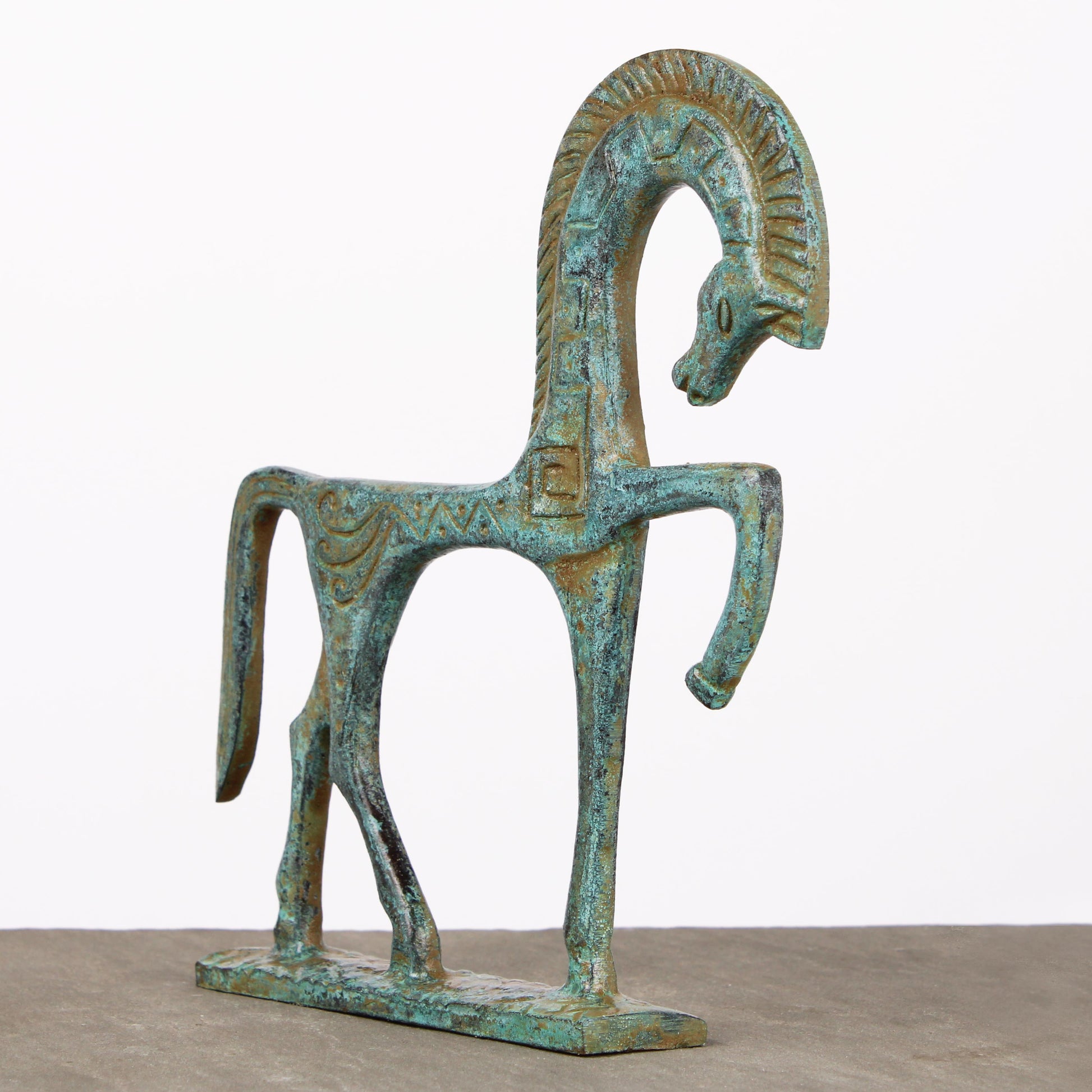 Greek Horse Statue - Small (Green Bronze)
