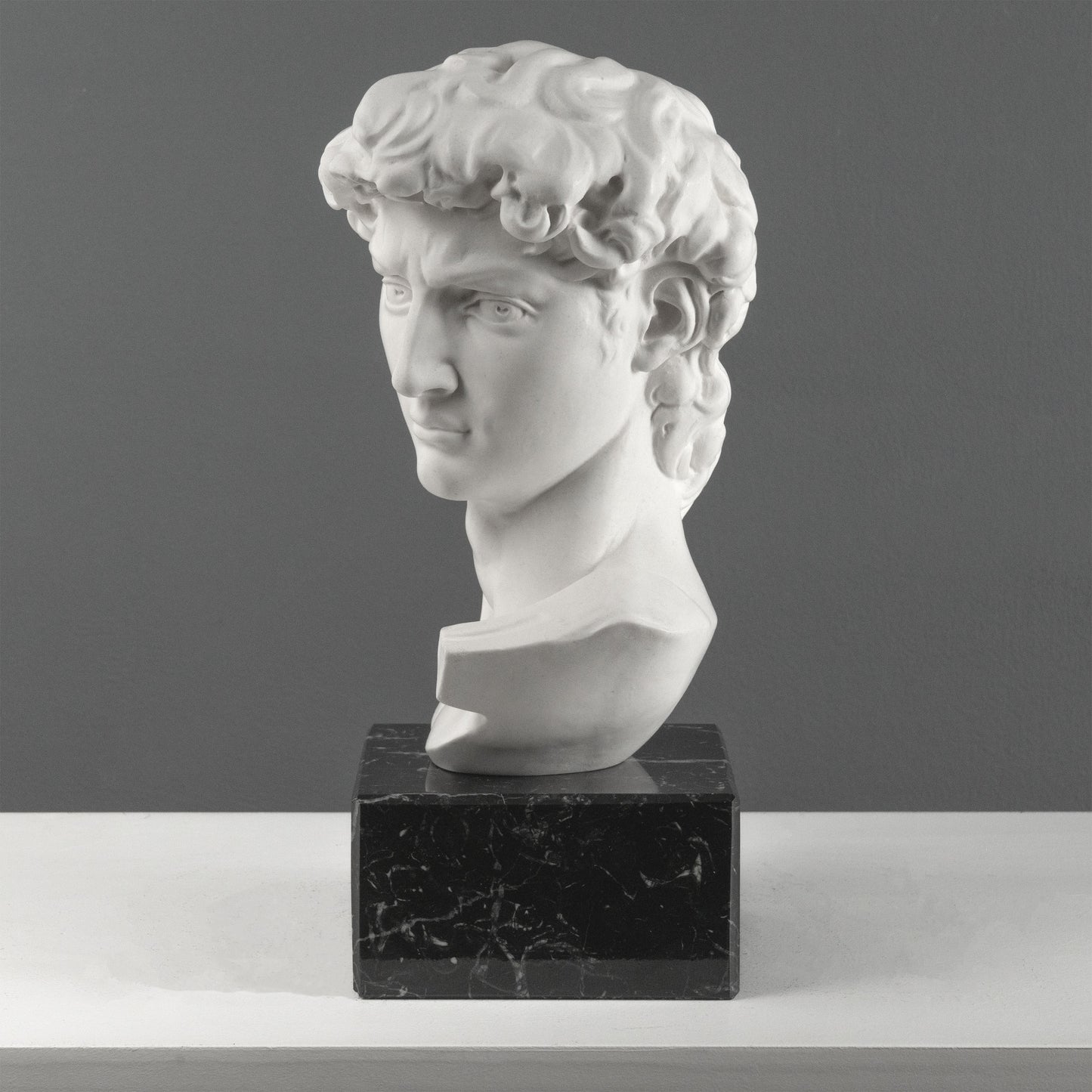 David Bust by Michelangelo on Black Marble Base (Large)