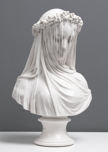 The Veiled Maiden Bust Statue (The Bride) - Veined & Polished
