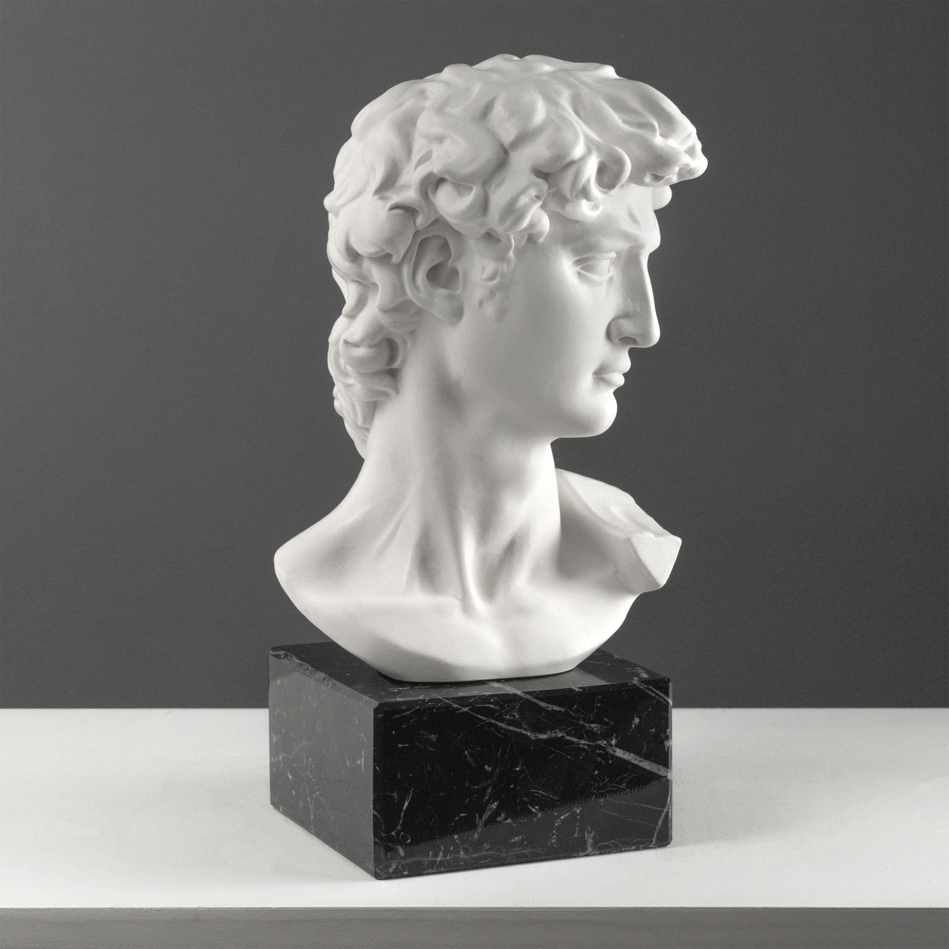 David Bust by Michelangelo on Black Marble Base (Large)