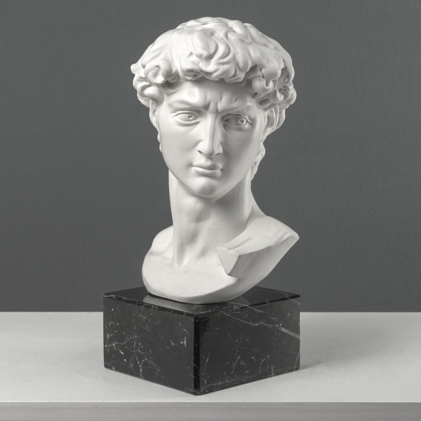 David Bust by Michelangelo on Black Marble Base (Large)