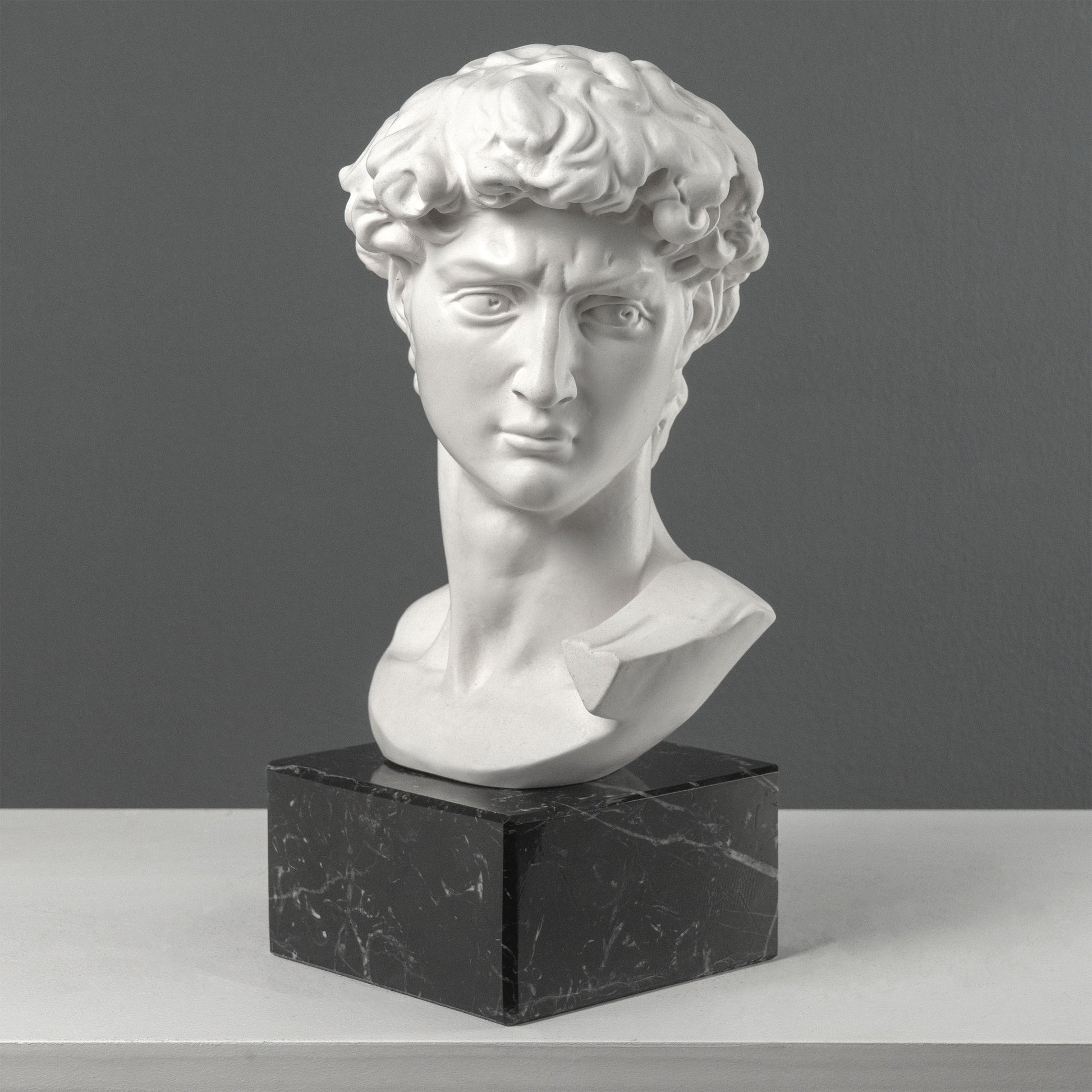 David Bust by Michelangelo on Black Marble Base (Large)