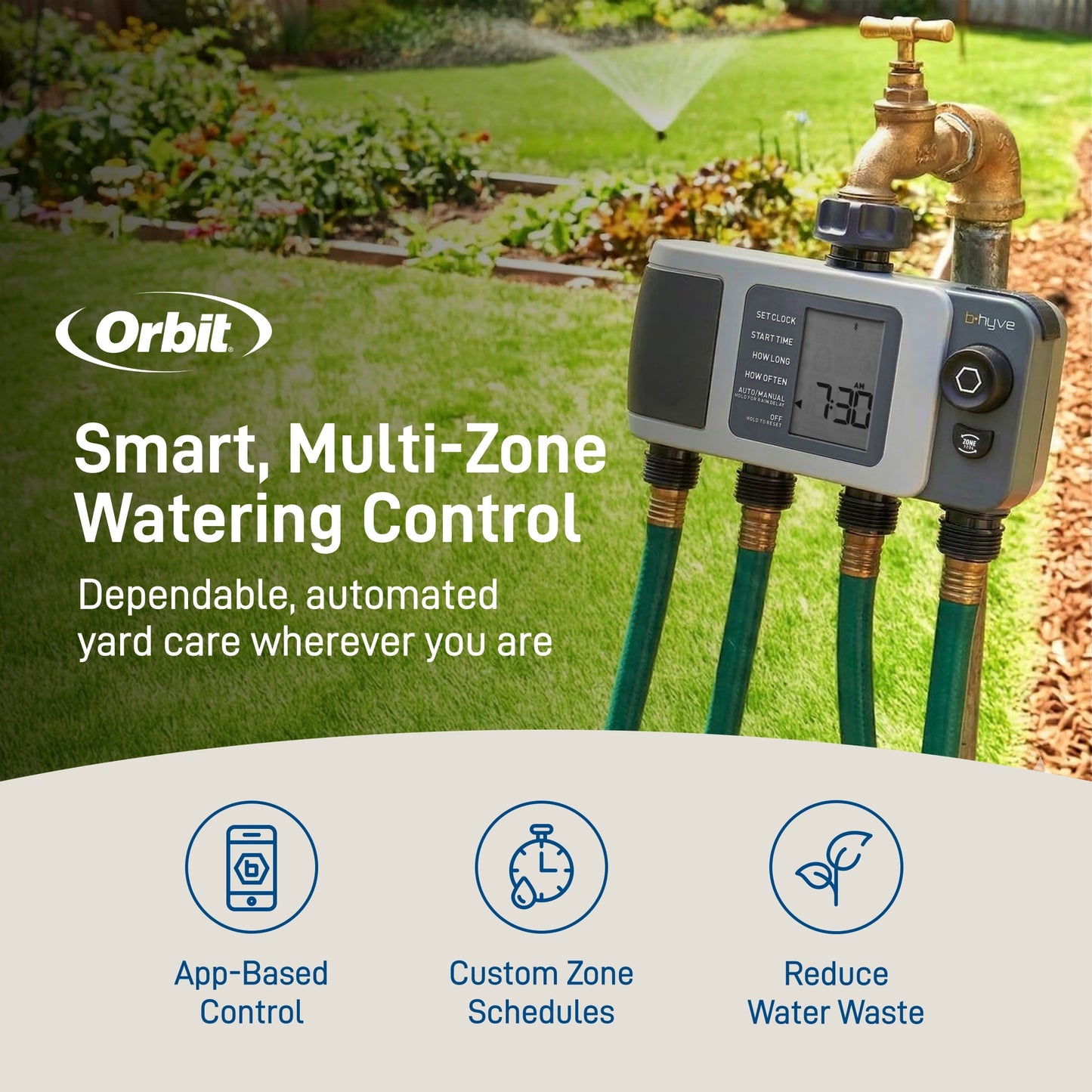 B-hyve XD 4-Outlet Bluetooth Hose Faucet Sprinkler Timer
