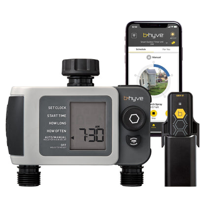 B-hyve XD 2-Outlet Smart Hose Faucet Sprinkler Timer with B-hyve Smart Gen 2 Hub | 24637