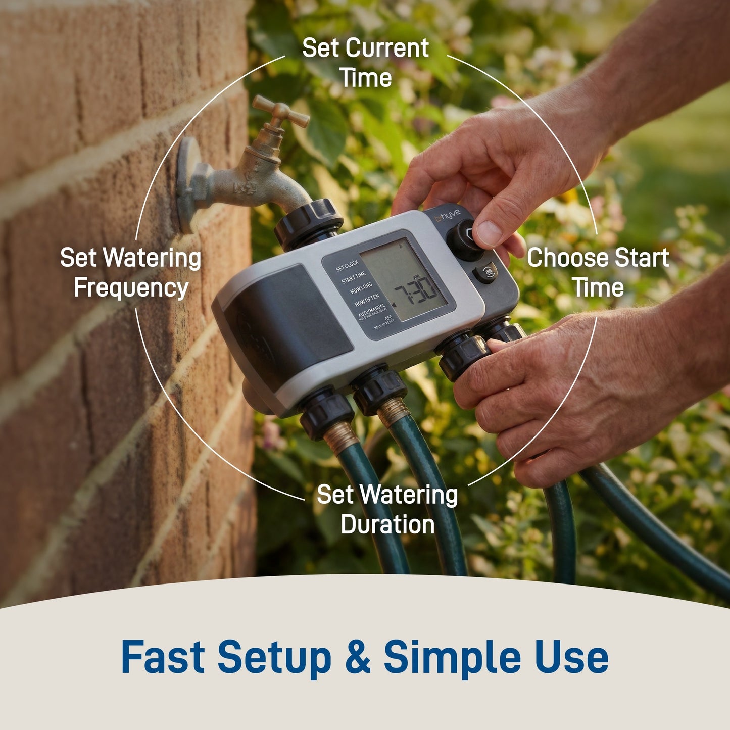 B-hyve XD 4-Outlet Bluetooth Hose Faucet Sprinkler Timer