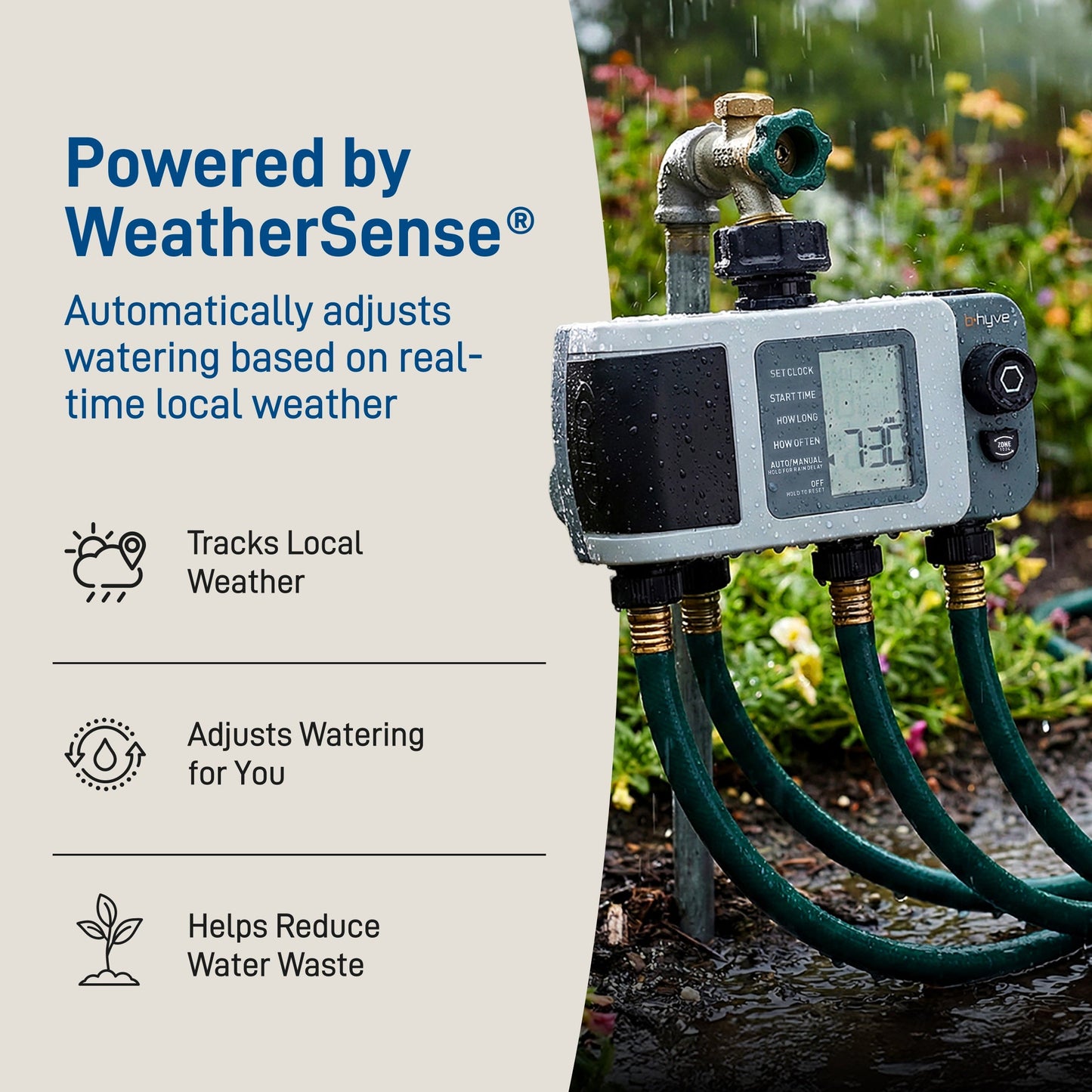 B-hyve XD 4-Outlet Smart Hose Faucet Sprinkler Timer with B-hyve Smart Gen 2 Hub | 24639