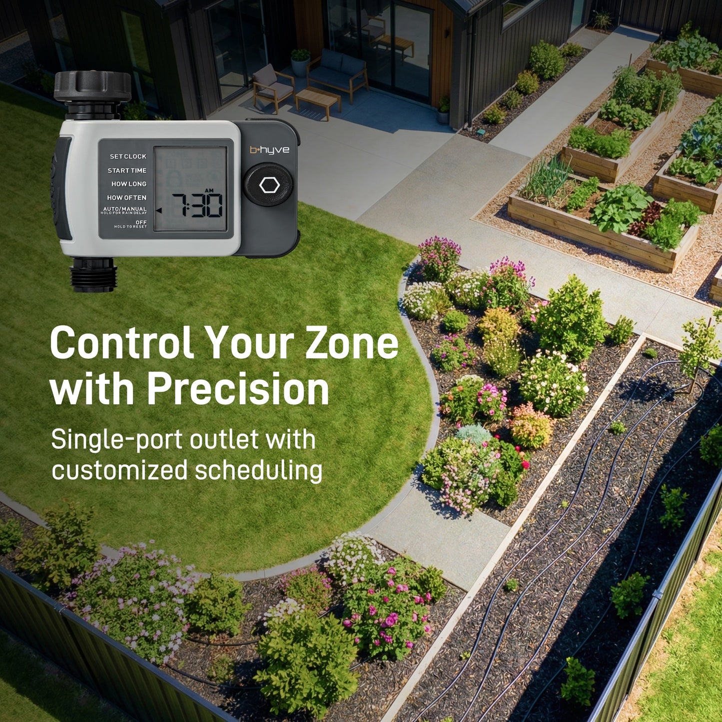 B-hyve XD 1-Outlet Smart Hose Faucet Sprinkler Timer with B-hyve Smart Gen 2 Hub | 24516