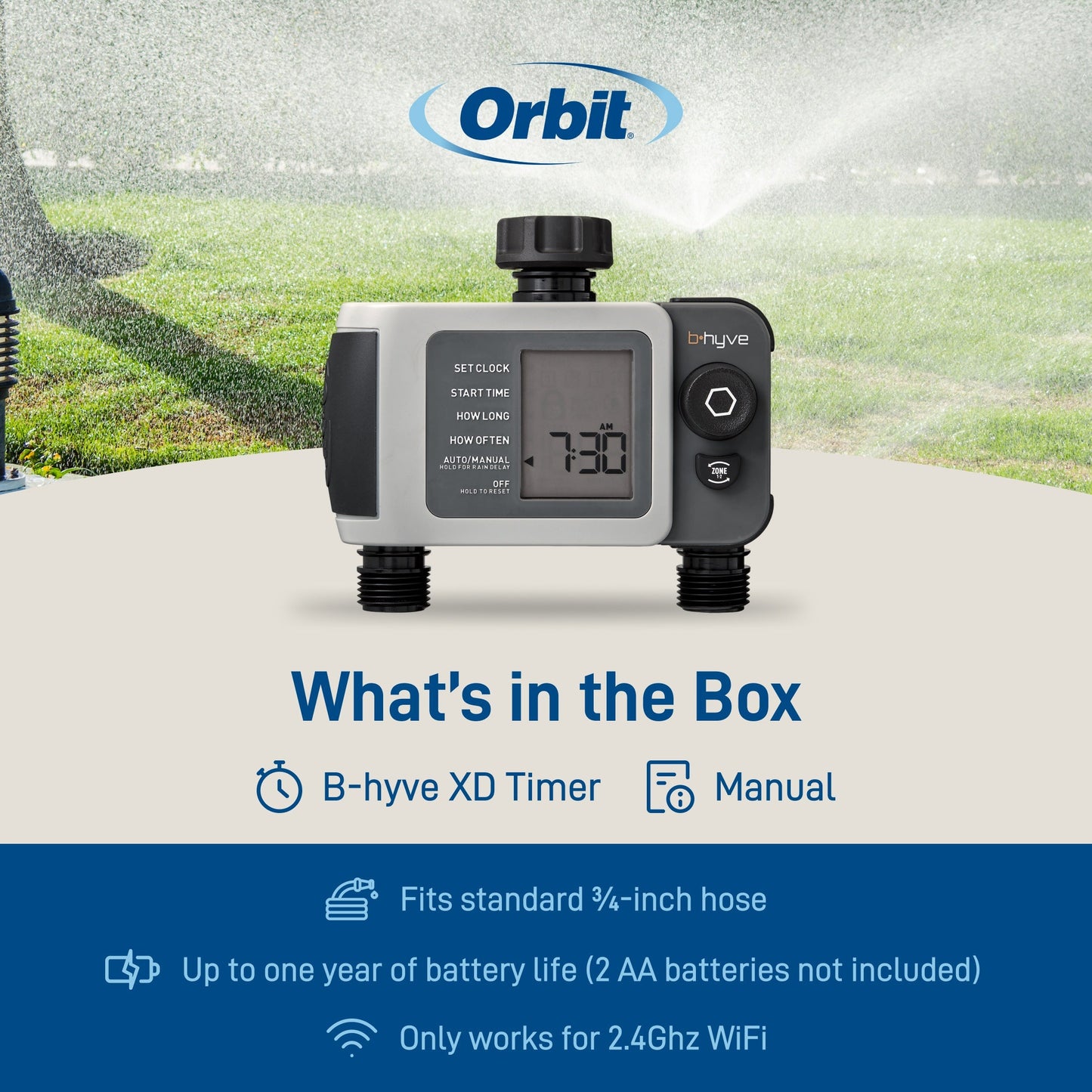 B-hyve XD 2-Outlet Bluetooth Hose Faucet Sprinkler Timer | 24632