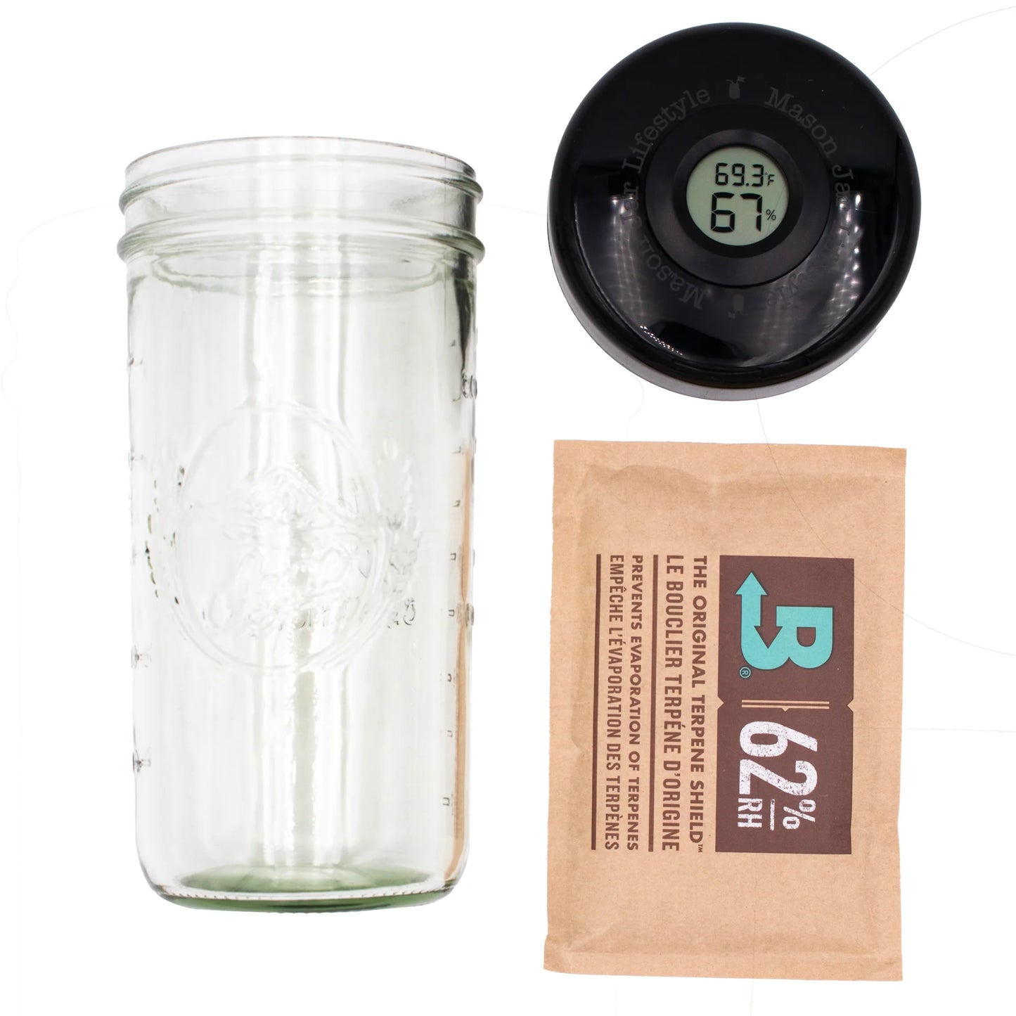 Mason Jar Lifestyle Humidor 24Oz Pint & Half Jar Set