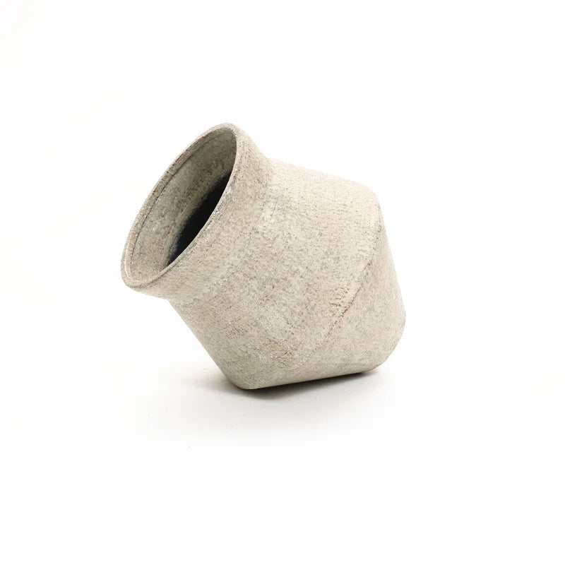 2-Piece Beige Cachepot Planter Cauldron Set with Black Stands