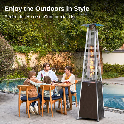 EAST OAK Pyramid Patio Heater, 48,000 BTU Outdoor Patio Heater, Quartz Glass Tube Propane Heater for Commercial & Residential, Triple Protection System, with Wheels, 2024 Upgrade, Bronze