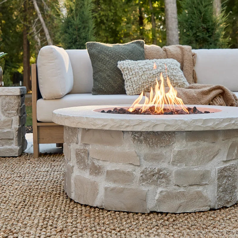 Scottsdale 40" round Stone Propane Fire Pit Table by