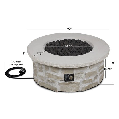 Scottsdale 40" round Stone Propane Fire Pit Table by