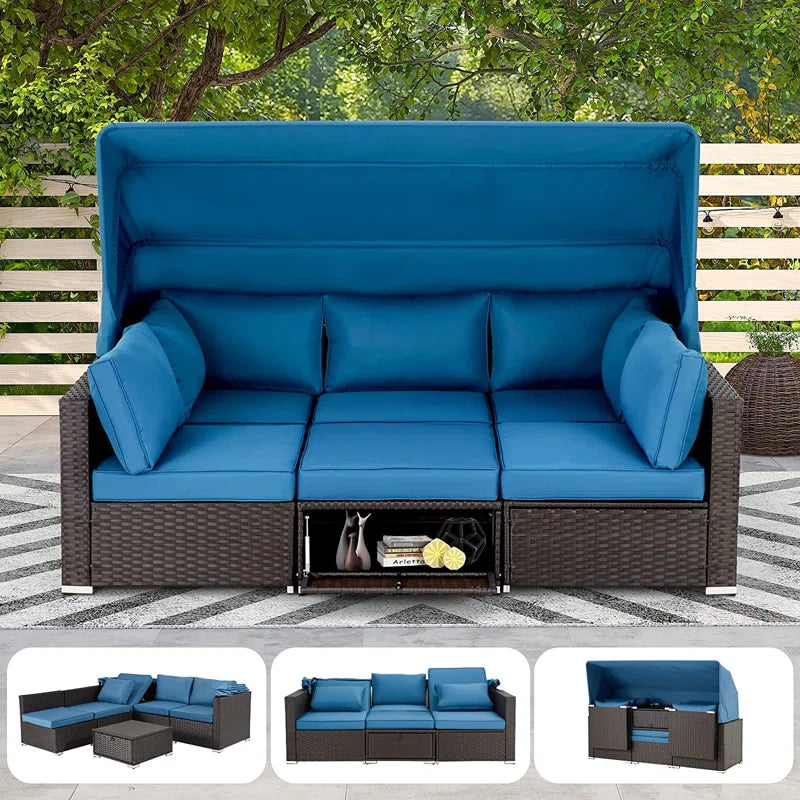 6 - Person Modular Patio Conversation Sets with Cushions