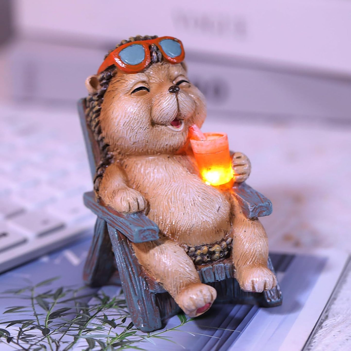 Miniature Frog Garden Statue Gifts Home Halloween Decorations Fairy Garden Accessories Outdoor Lights Solar Garden Frog Decor Art Housewarming Gift for Patio,Yard,Lawn Ornament,3.89"X2.36"X3.93