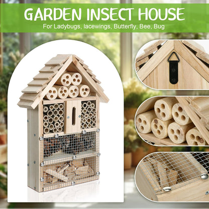 2 Set DIY Wooden Insect Hotel Kit Mason Bee House Bug Hotel Wood Craft for Building Bee, Butterfly Hous DIY Insect Hotels Nesting Habitat Shelters for Beneficial, 13.6 X 10.8 X 2.8 Inch(A)