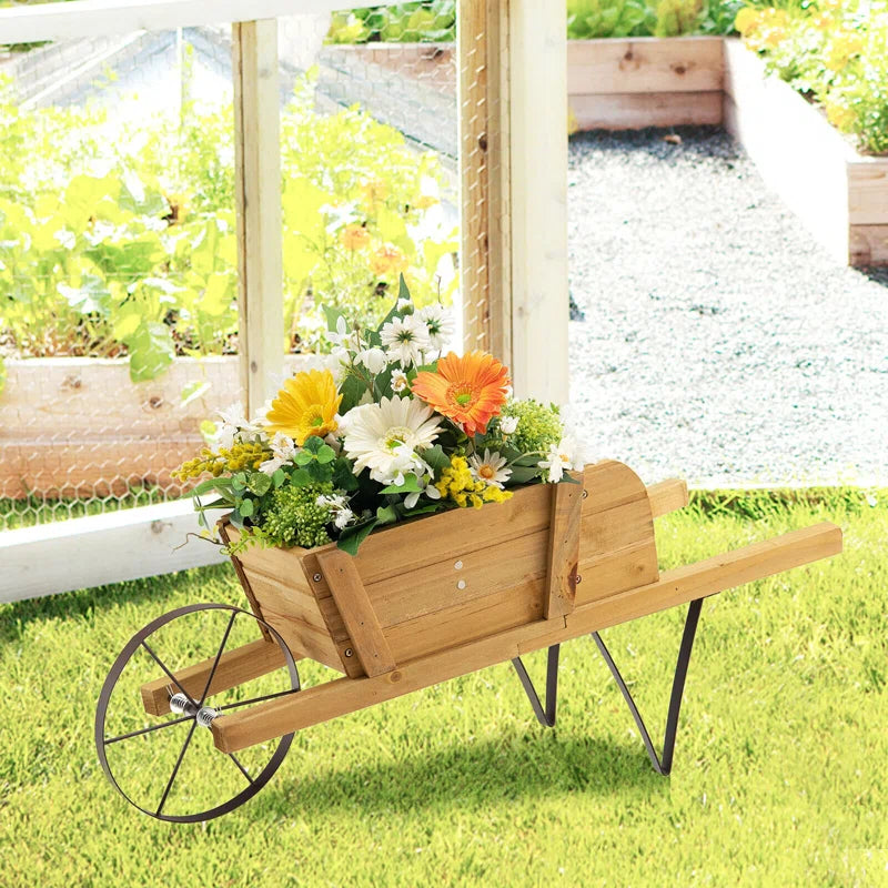Brynesha Wood Wheelbarrow Planter