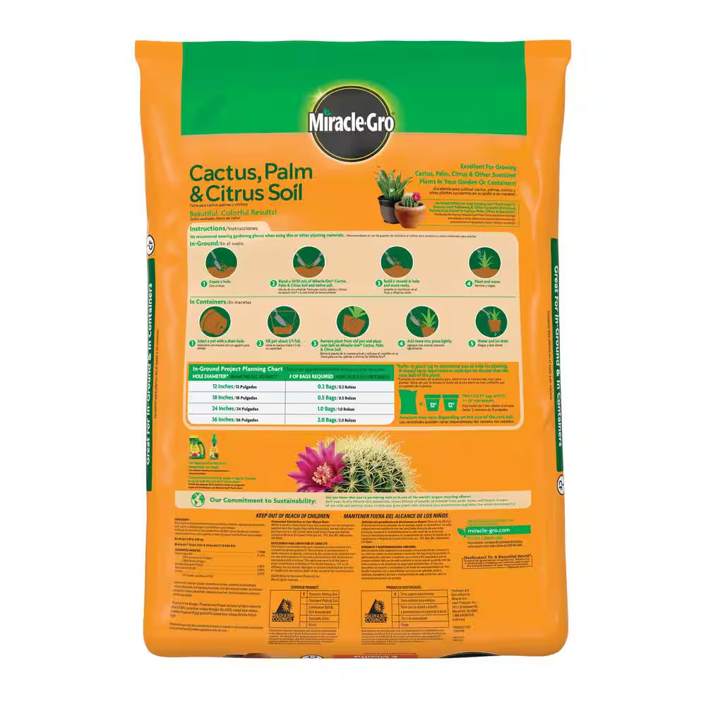 Cactus, Palm and Citrus Soil 1 Cu. Ft. for In-Ground Use or Containers, Great for Succulents, Feeds up to 6-Months