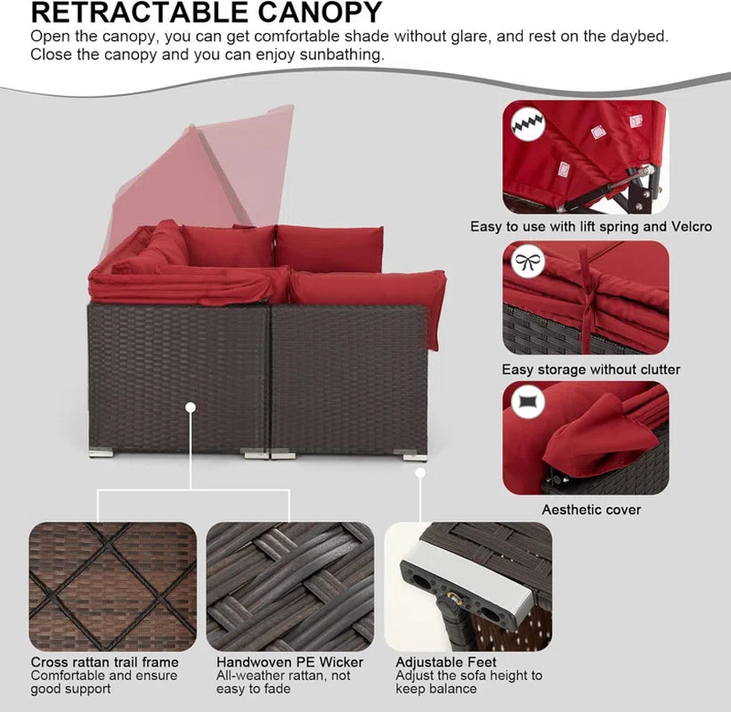 6 - Person Modular Patio Conversation Sets with Cushions