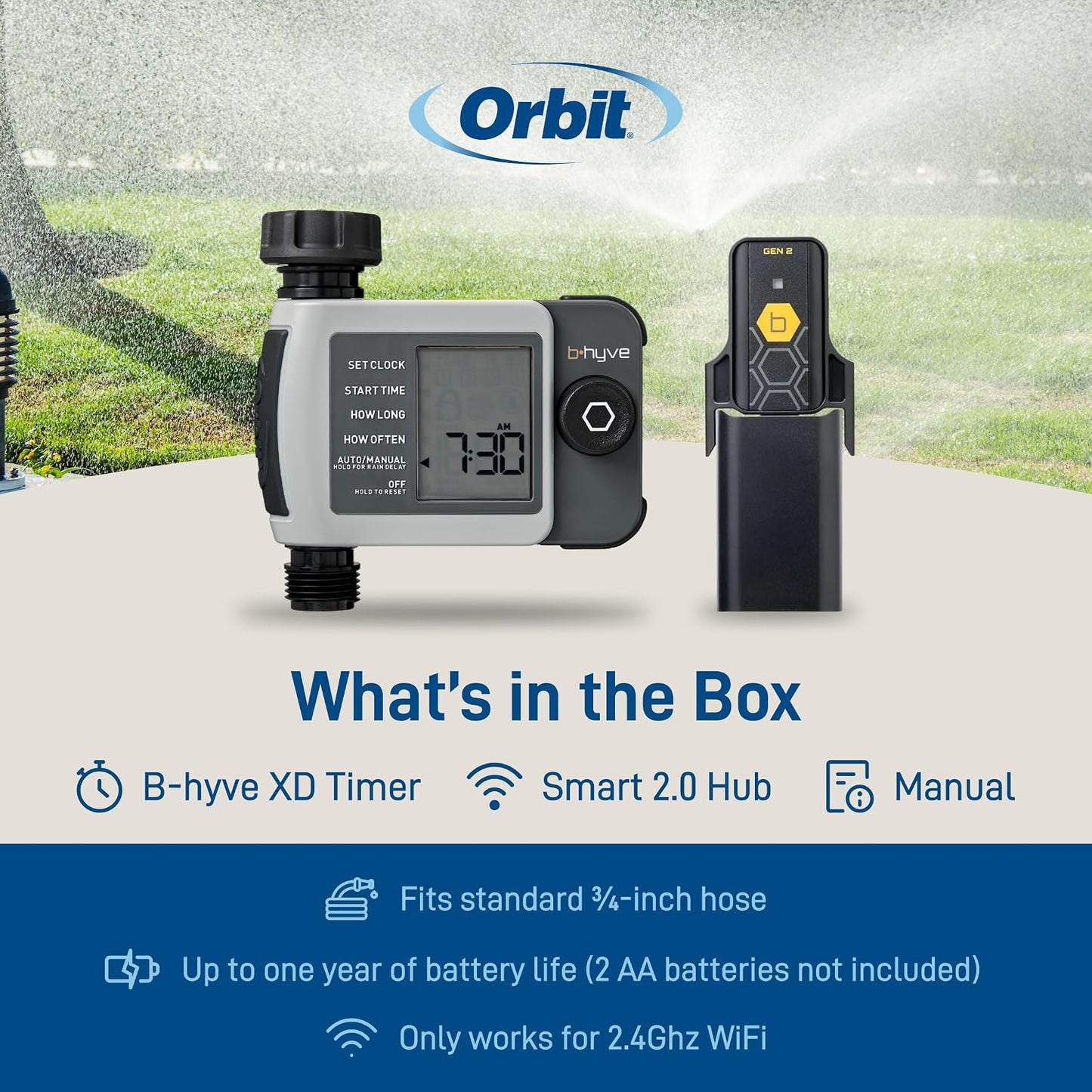 Orbit 24516 B-Hyve XD 1-Port Smart Hose Watering Timer with Wi-Fi Hub
