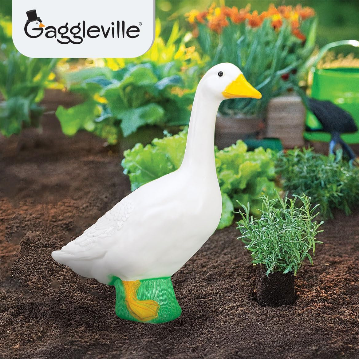 Gaggleville Porch Goose Baby Statue – Charming 17" Outdoor Decorative Figurine for Garden, Patio, or Entryway Accent