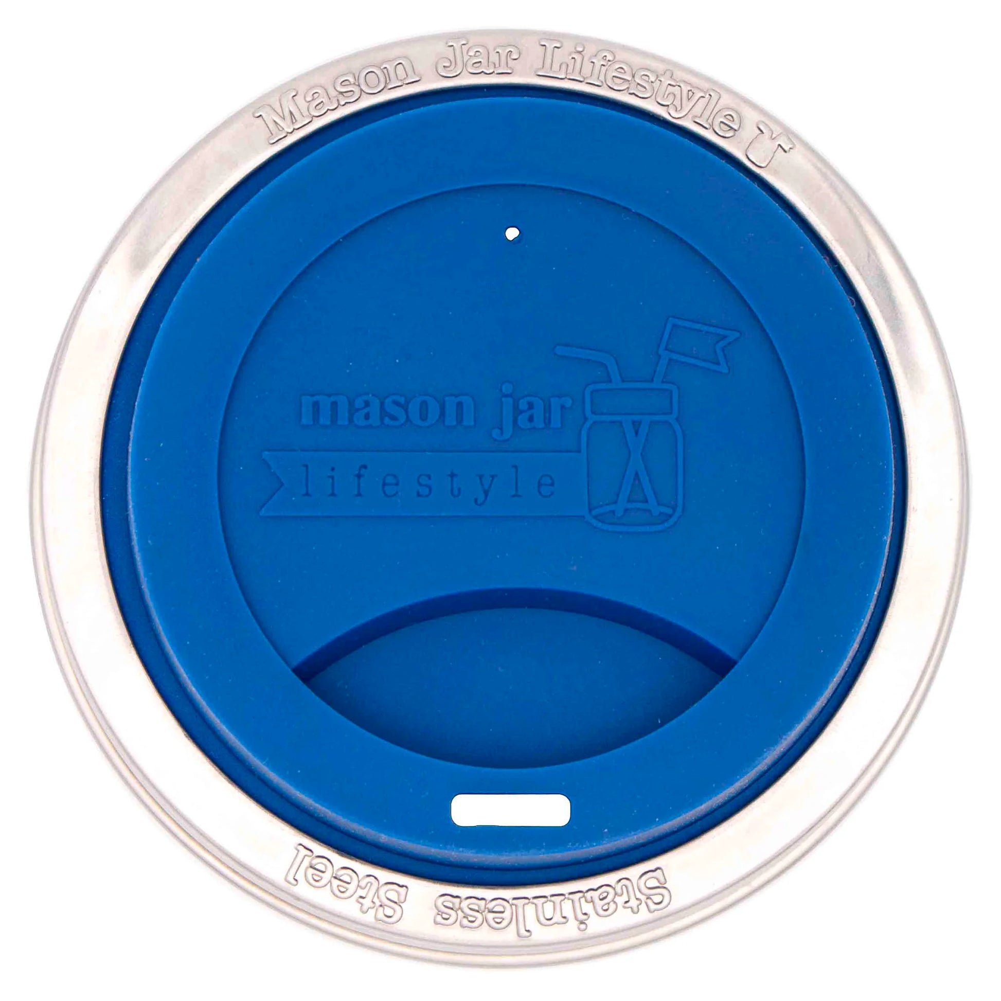 Silicone Drinking Lid with Stainless Steel Band for Mason Jars