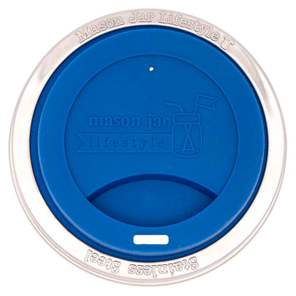 Silicone Drinking Lid with Stainless Steel Band for Mason Jars