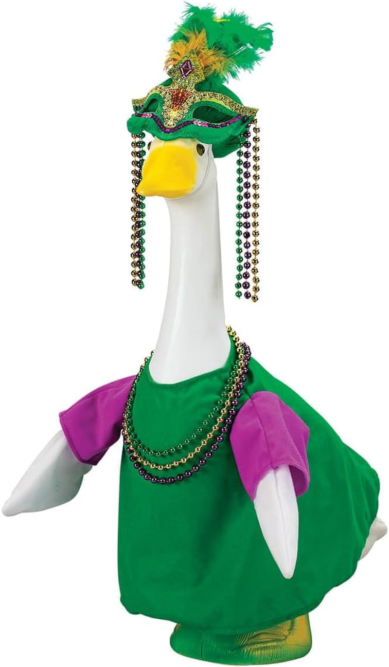 Gaggleville Mardi Gras Goose Outfit, Fits Large 23" H Statue