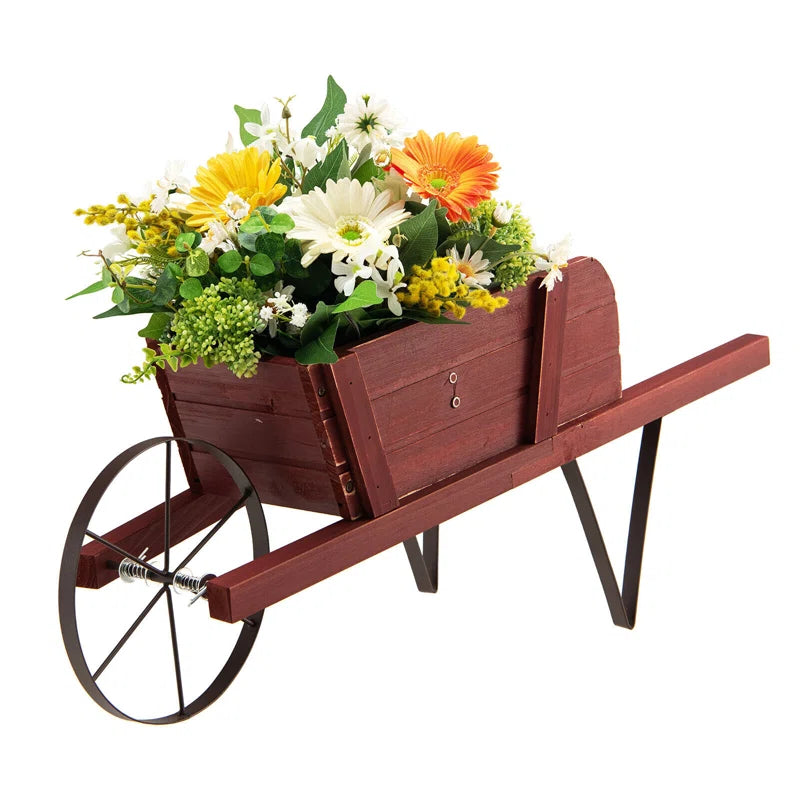 Brynesha Wood Wheelbarrow Planter