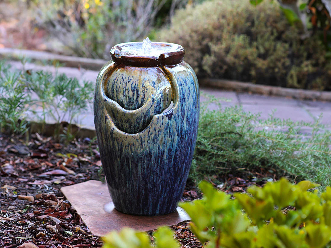 Tea Garden Fountain (Red Copper on Violet) by