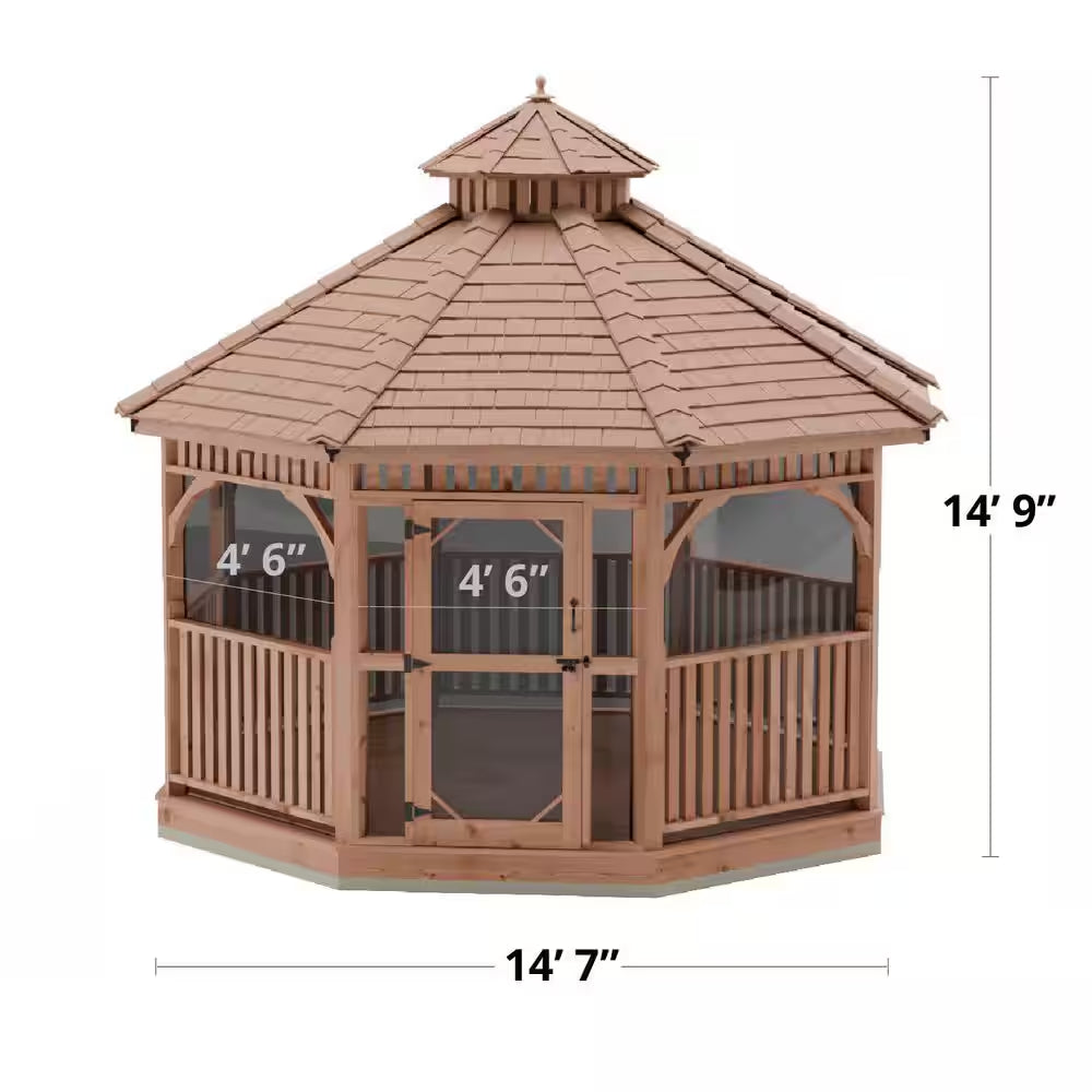 12 Ft. Bayside Cedar Octagon Gazebo with Screen Kit
