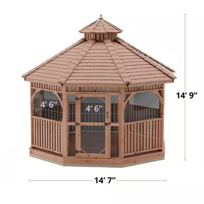 12 Ft. Bayside Cedar Octagon Gazebo with Screen Kit