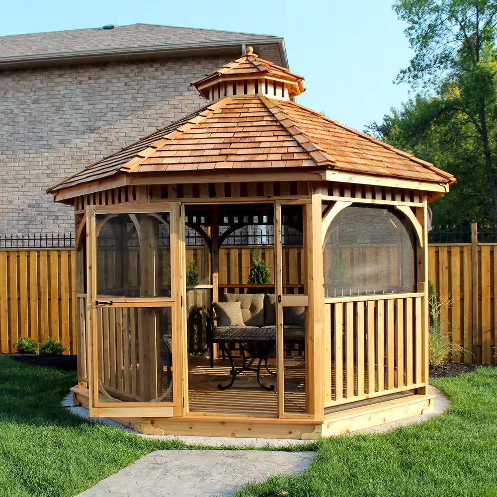 12 Ft. Bayside Cedar Octagon Gazebo with Screen Kit