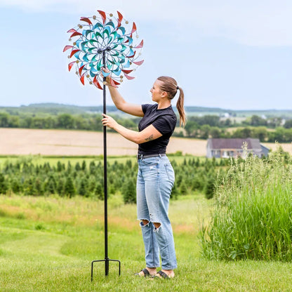 Vincenza 84" Red, Yellow, Blue, Green, and Yellow Solid Iron Wind Spinner