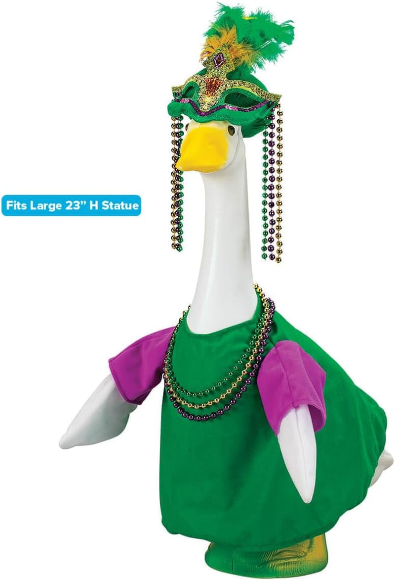 Gaggleville Mardi Gras Goose Outfit, Fits Large 23" H Statue