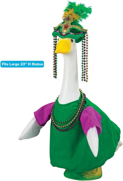 Gaggleville Mardi Gras Goose Outfit, Fits Large 23" H Statue